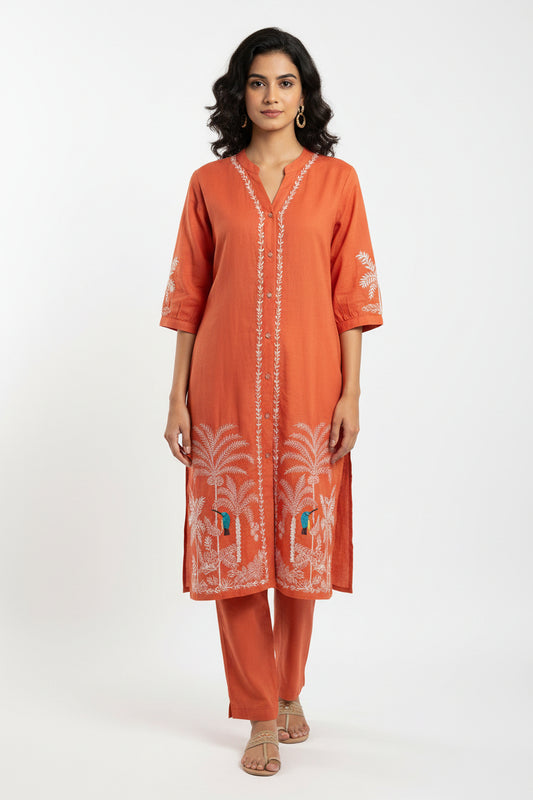 Orange Bird in Palms Co-Ord