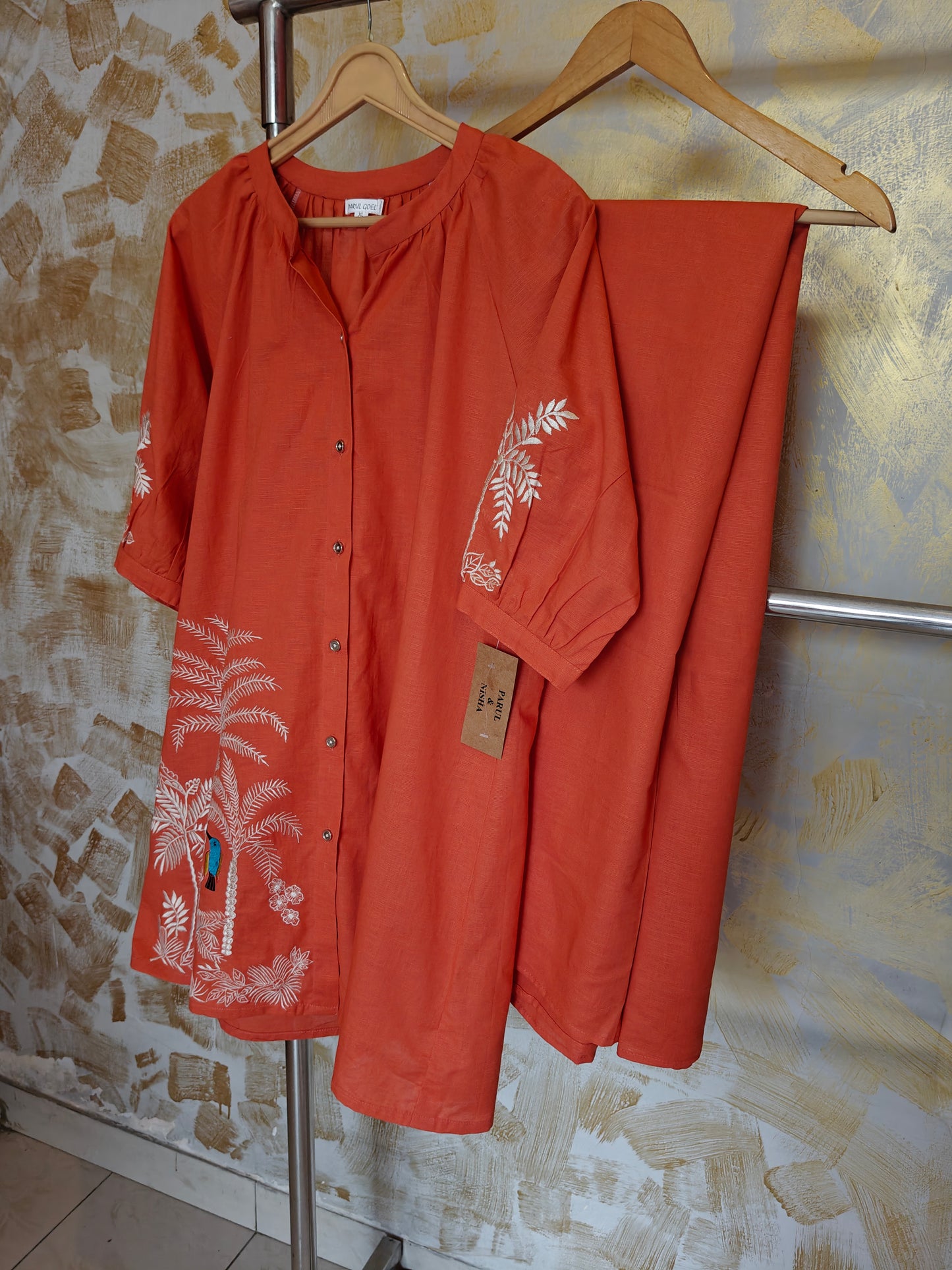 Orange Bird in Palms Co-Ord