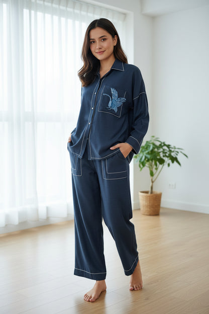 Denim Embroidery Cotton Co-Ord