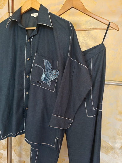 Denim Embroidery Cotton Co-Ord