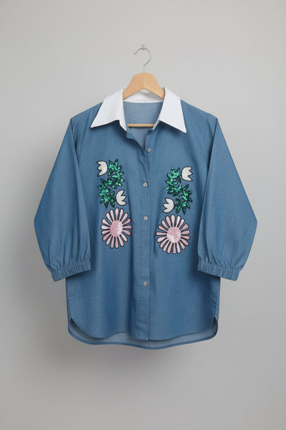 Denim Embroidery Cotton Shirt